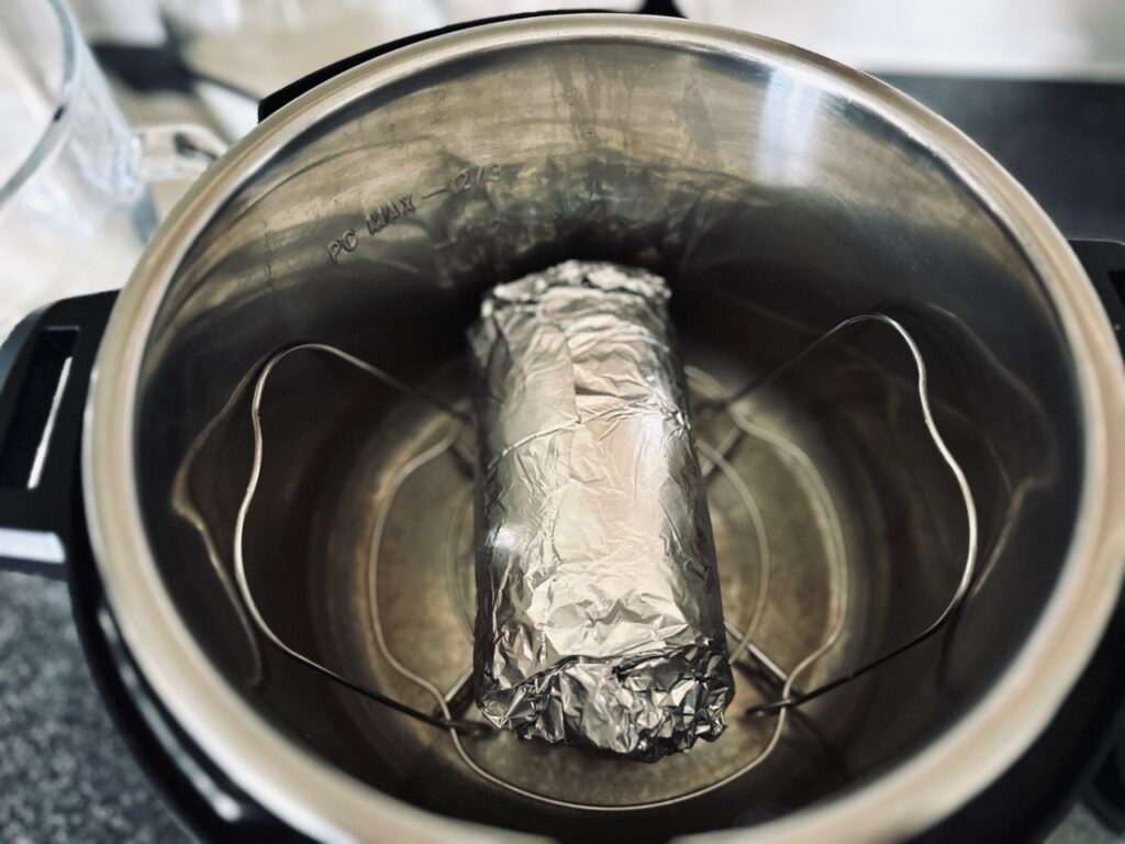 Lamb Kebab wrapped in foil inside an Instant Pot