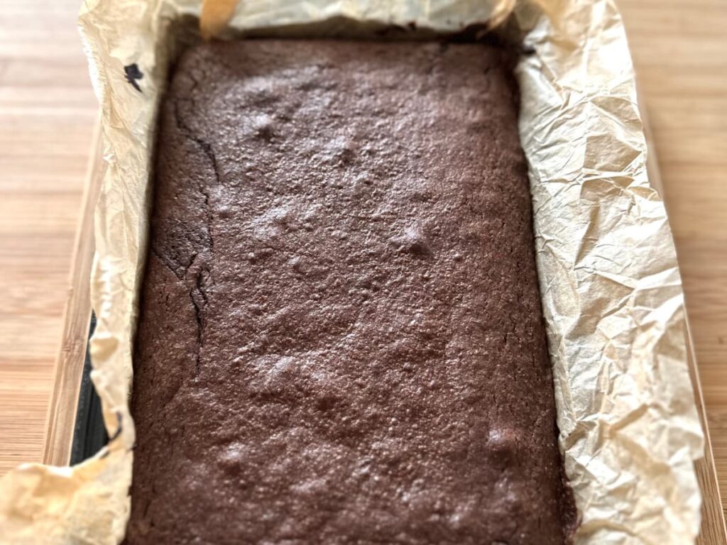 Baked Sourdough Brownies in a tray