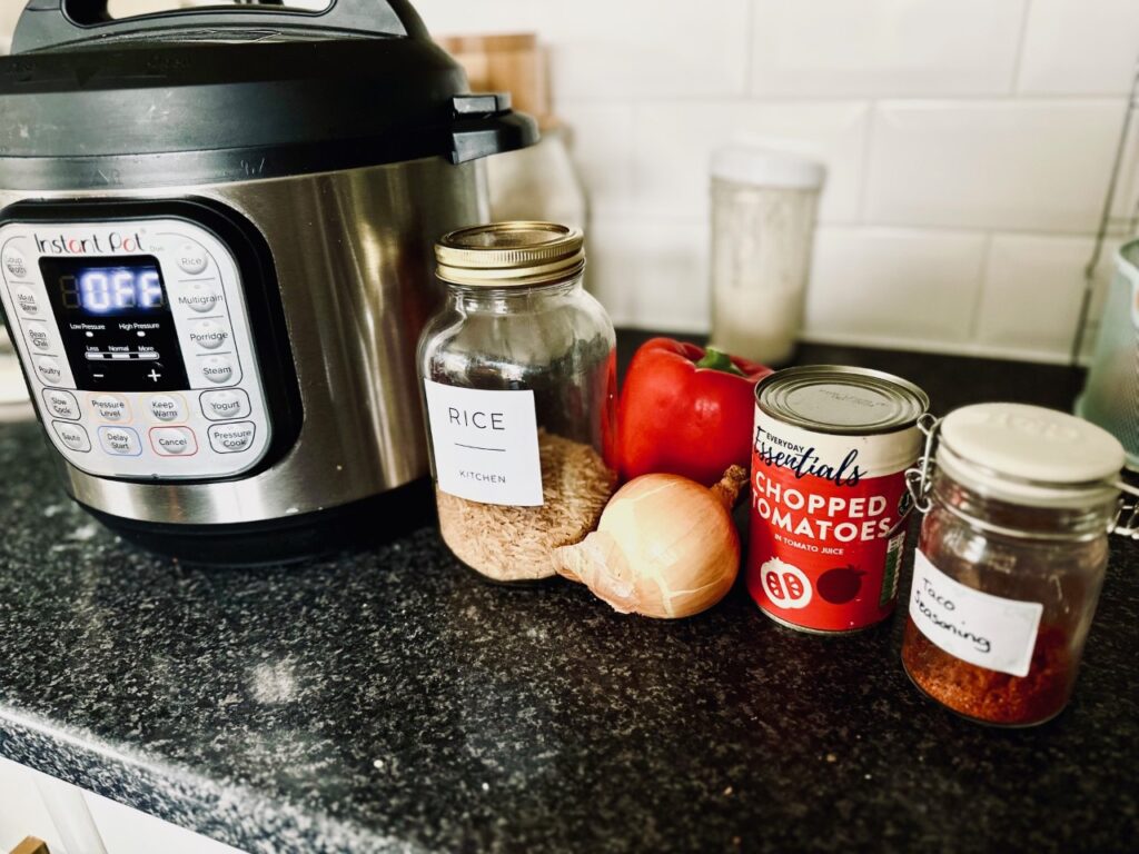 Assembled ingredients and an Instant Pot