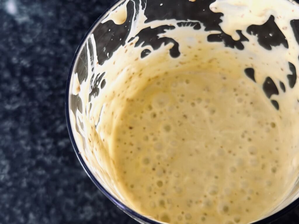 A bowl of bubbly mayonnaise