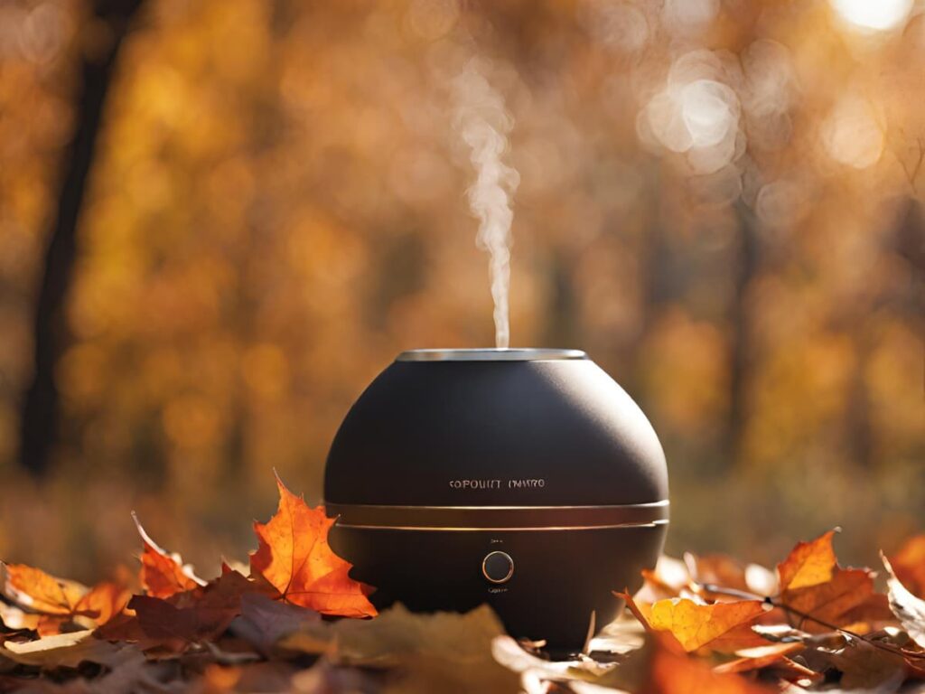 A diffuser outside with autumn leaves